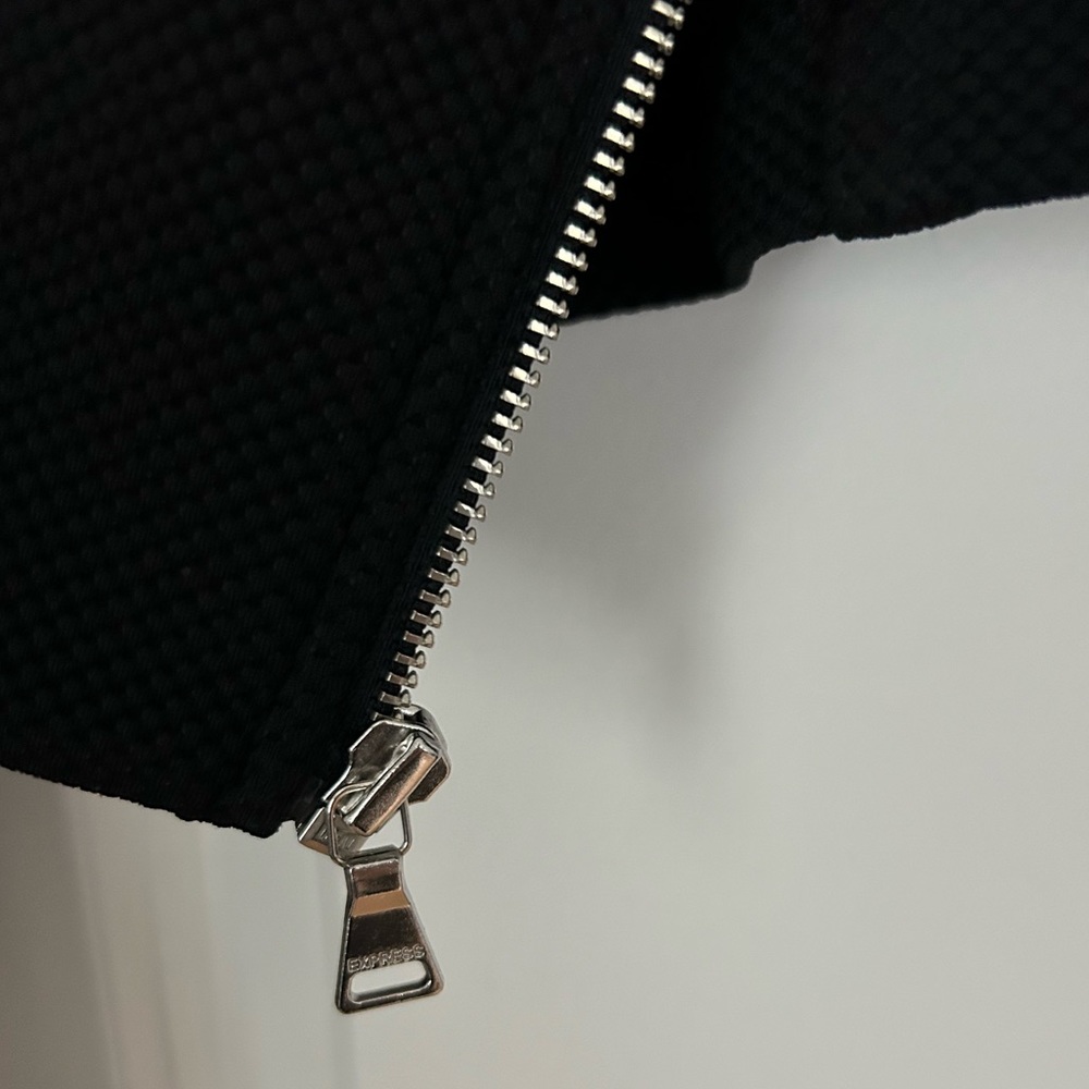 Express Cropped Black Moto Jacket - image 4